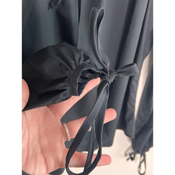 Inclan Studio Sampson Cotton-Lycra Long Sleeve Blouse Black Women's Size M NWT - Picture 8 of 10